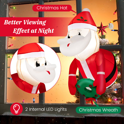 Hanging Window Santa Claus with Built-in LED Lights for Christmas Decoration