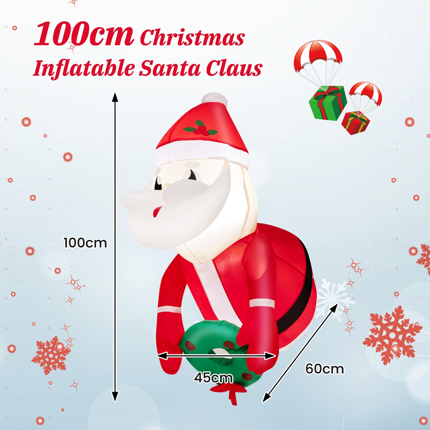 Hanging Window Santa Claus with Built-in LED Lights for Christmas Decoration