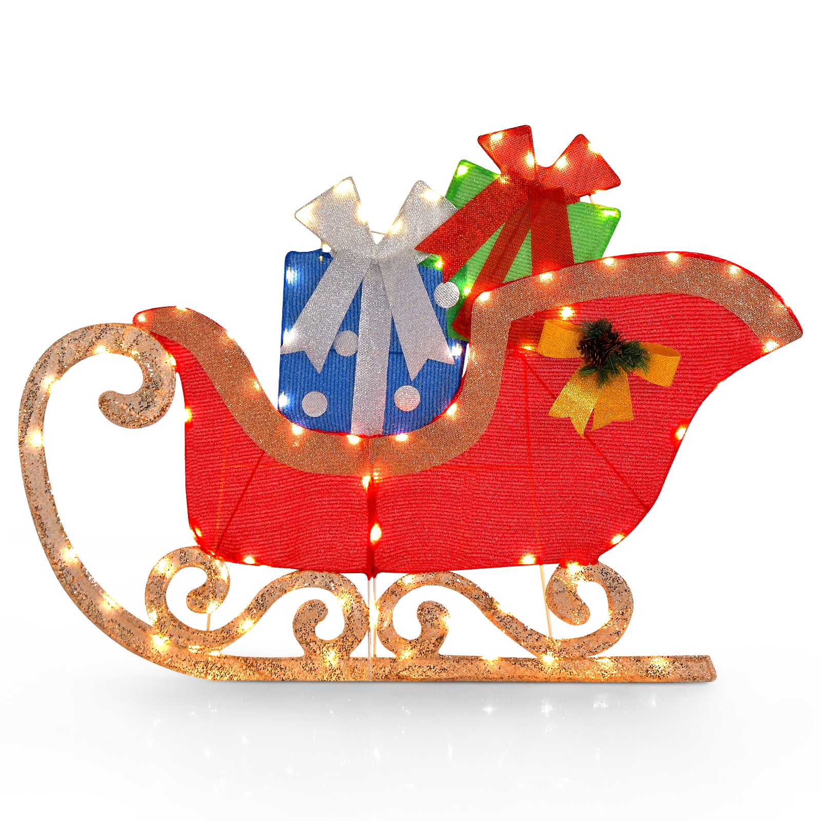 Lighted Christmas Sleigh Decoration with 94 Pre-lit Warm Bright LED Lights