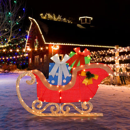 Lighted Christmas Sleigh Decoration with 94 Pre-lit Warm Bright LED Lights