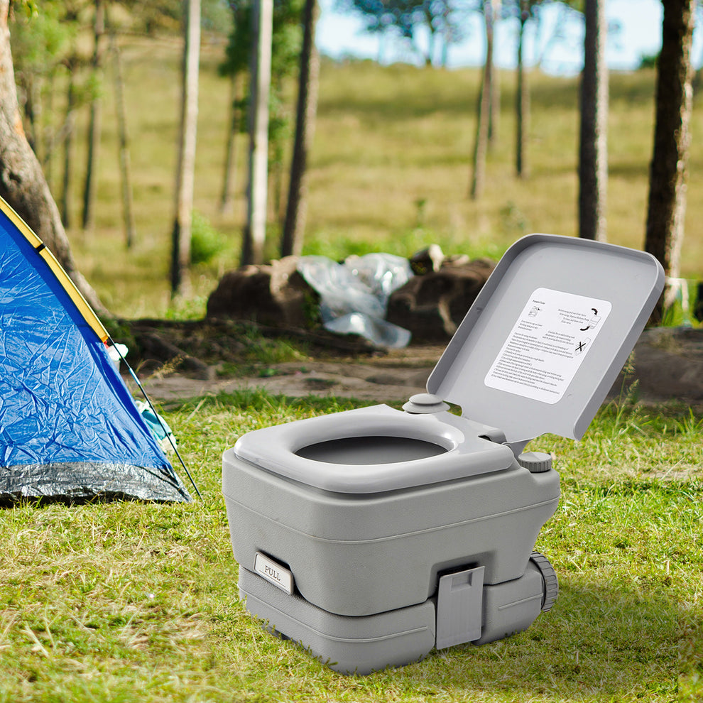 HOMCOM 10L Portable Travel Toilet Outdoor Camping Picnic with 2 Detach ...