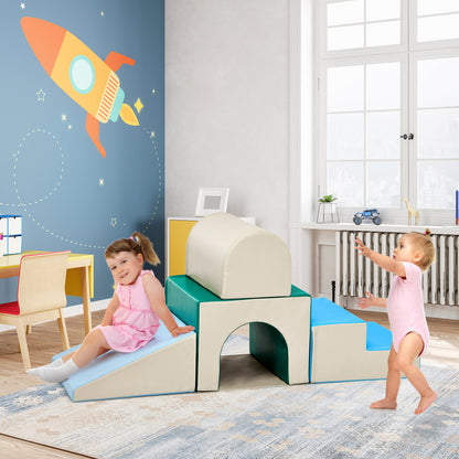 Climb and Crawl Activity Play Set Soft Zone Single-Tunnel Foam Climber-Blue &amp; Green