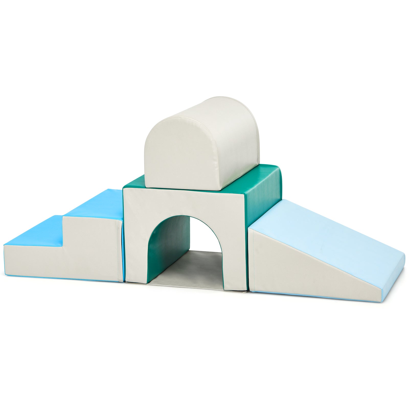 Climb and Crawl Activity Play Set Soft Zone Single-Tunnel Foam Climber-Blue &amp; Green