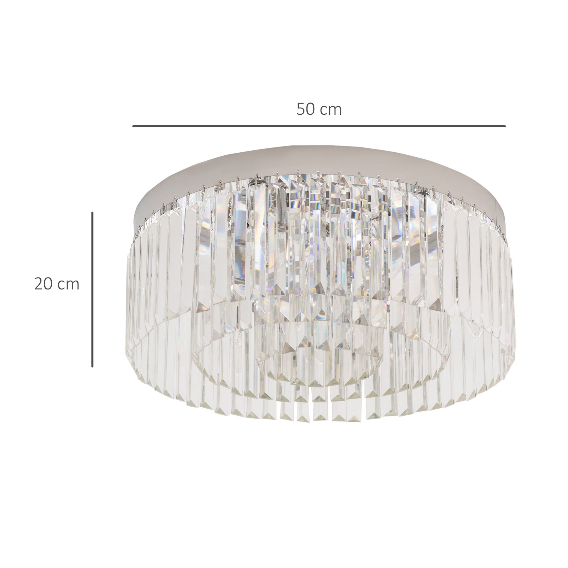 HOMCOM Crystal Ceiling Light Modern Chandeliers w/ Stainless Steel Base 10 Lights Elegant Flush Mount Ceiling Lighting for Living Room, Hallway, Bar