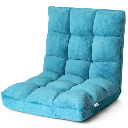 Coral Velvet Floor Gaming Chair with 14-Position Adjustable Back-Turquoise
