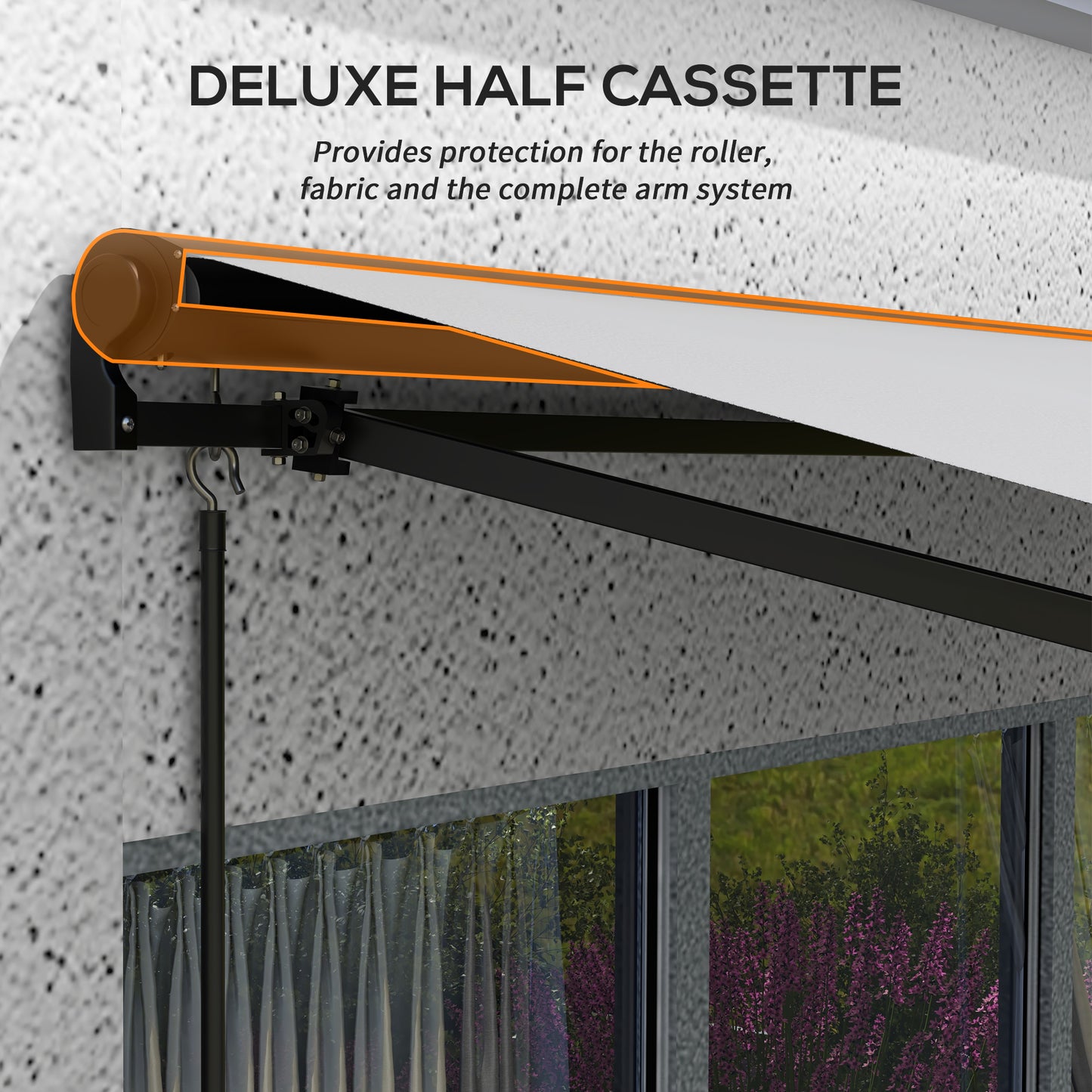 Outsunny Electric Awning with Aluminium Frame and Remote Control, 3 x 2m, Light Grey