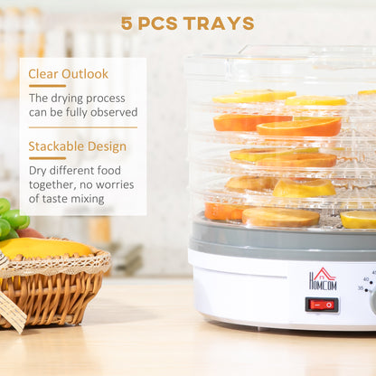 HOMCOM 5 Tier Food Dehydrator, 245W Food Dryer Machine with Adjustable Temperature Control for Drying Fruit, Meat, Vegetable, Jerky and Pet Treat