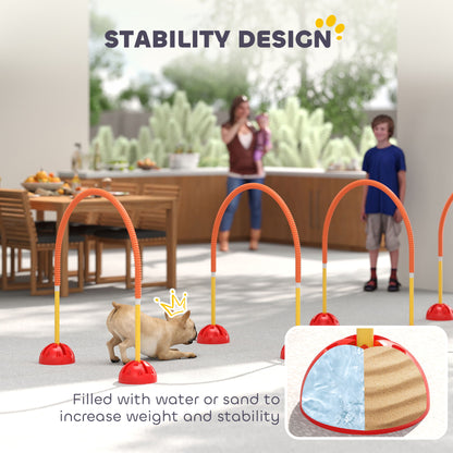 PawHut 4 Piece Dog Agility Training Equipment with 4 Adjustable Width Doors, Carry Bag, for Garden, Orange