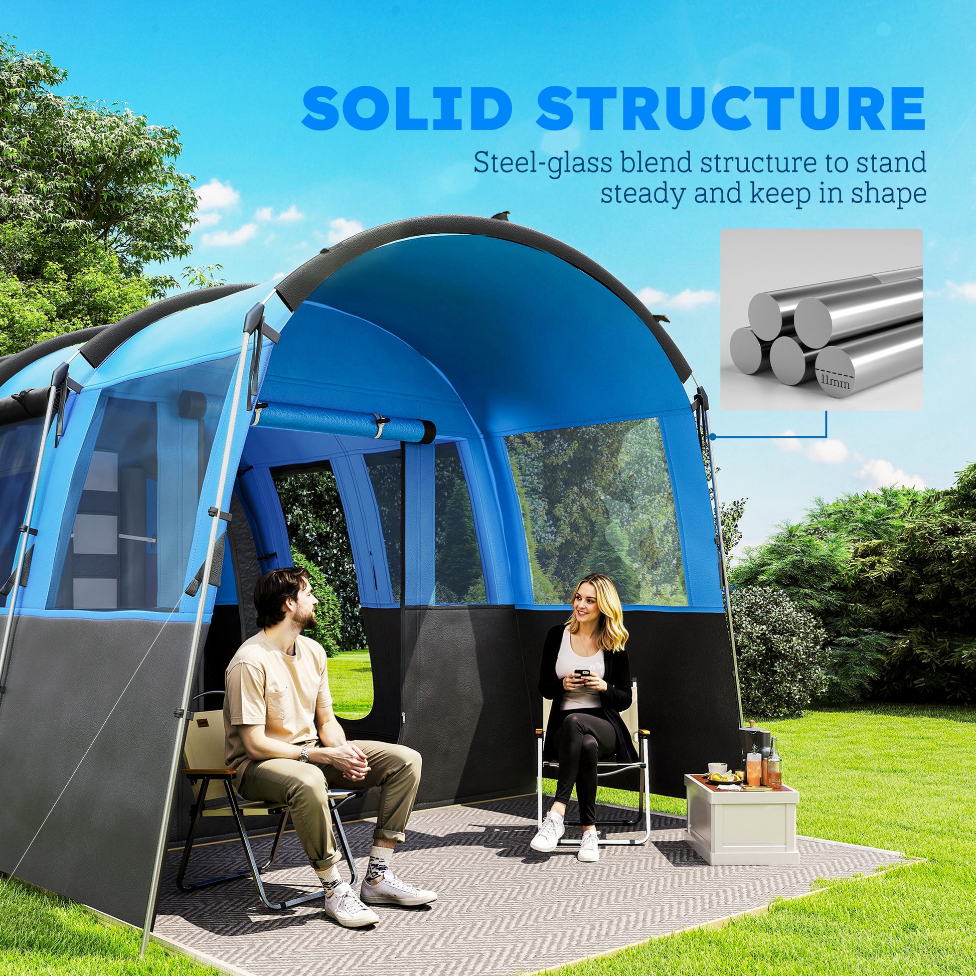 water column tent Outsunny 8-Person Camping Tent, Waterproof Family Tent, Tunnel Design, – GardenArch