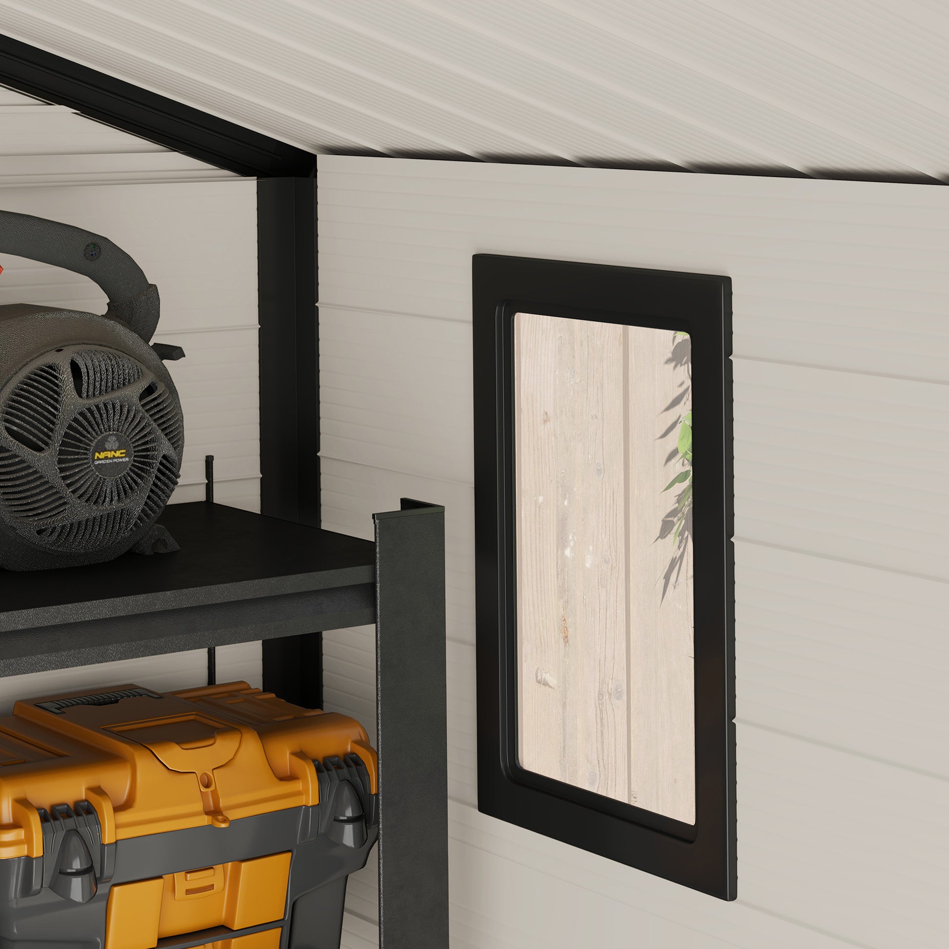 Outsunny 7.9ft x 6.2ft Aluminium Frame and Plastic Wall Shed, with Foundation - Cream White