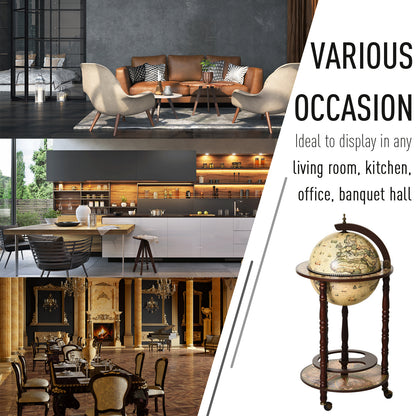 HOMCOM Globe Shaped Retro Style Mini Bar Drink Cabinet Mobile Wine Alcohol Beverage Storage Trolley Glass Bottle Holder w/ Wheels
