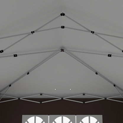 Outsunny 3 x 6 m Pop Up Gazebo with Sides and Windows, Height Adjustable Wedding Camping Party Tent Canopy Marquee with Storage Bag for Garden, Event, Brown