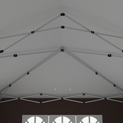 Outsunny 3 x 6 m Pop Up Gazebo with Sides and Windows, Height Adjustable Wedding Camping Party Tent Canopy Marquee with Storage Bag for Garden, Event, Brown