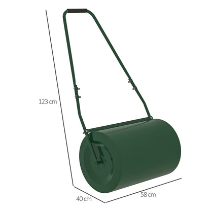 Outsunny 63 L Heavy Duty Water Or Sand Filled ?30cm Garden Steel Lawn Roller Drum - Dark Green