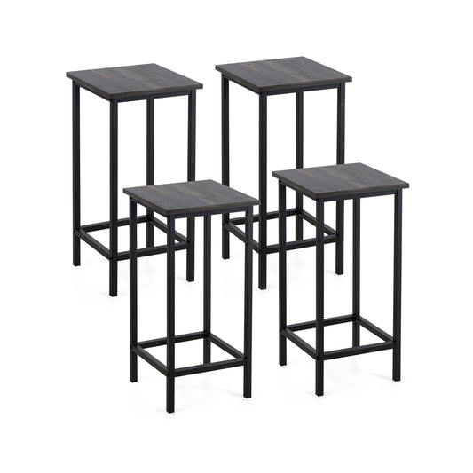 4 Pieces Industrial High Counter Backless Bar Stool Set-Dark Brown