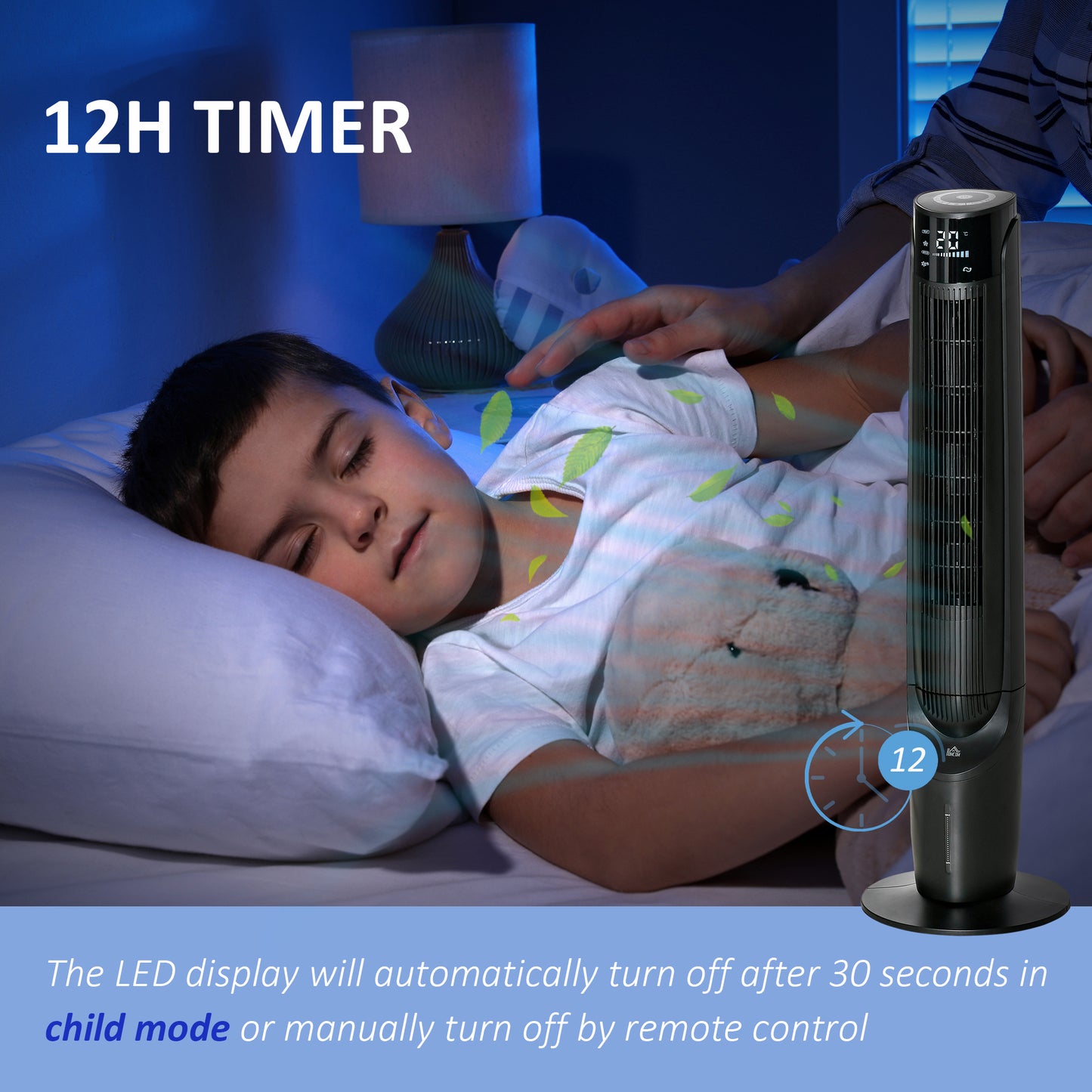 HOMCOM 42" Ice Cooling Tower Fan, Water Conditioner Evaporative Air Cooler Unit with 4 Modes, 3 Speed, Remote Control, Oscillating for Bedroom, Black