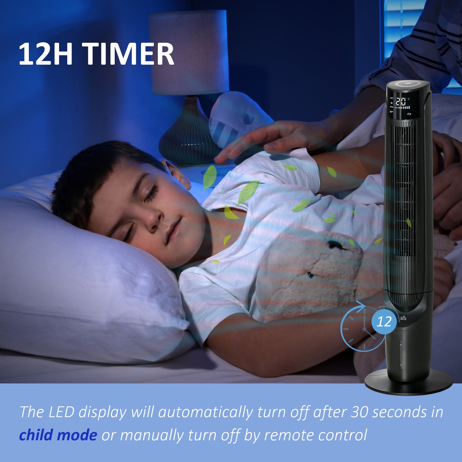 HOMCOM 42" Ice Cooling Tower Fan, Water Conditioner Evaporative Air Cooler Unit with 4 Modes, 3 Speed, Remote Control, Oscillating for Bedroom, Black