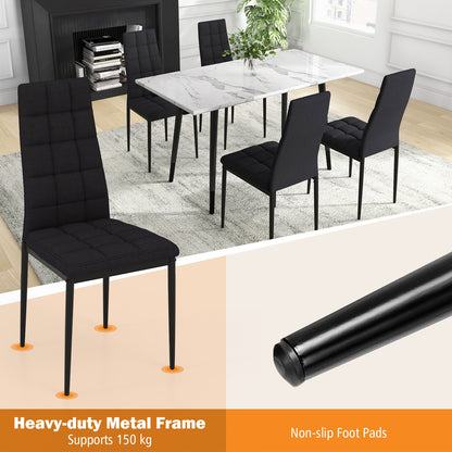 Dinging Chair Set of 4 with Ergonomic Backrest and Anti-slip Foot Pad-Black