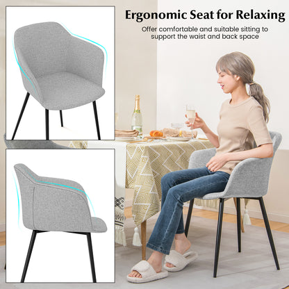 Dining Chairs Set of 2 with Ergonomic Backrest Design and Wide Armrest-Off-White