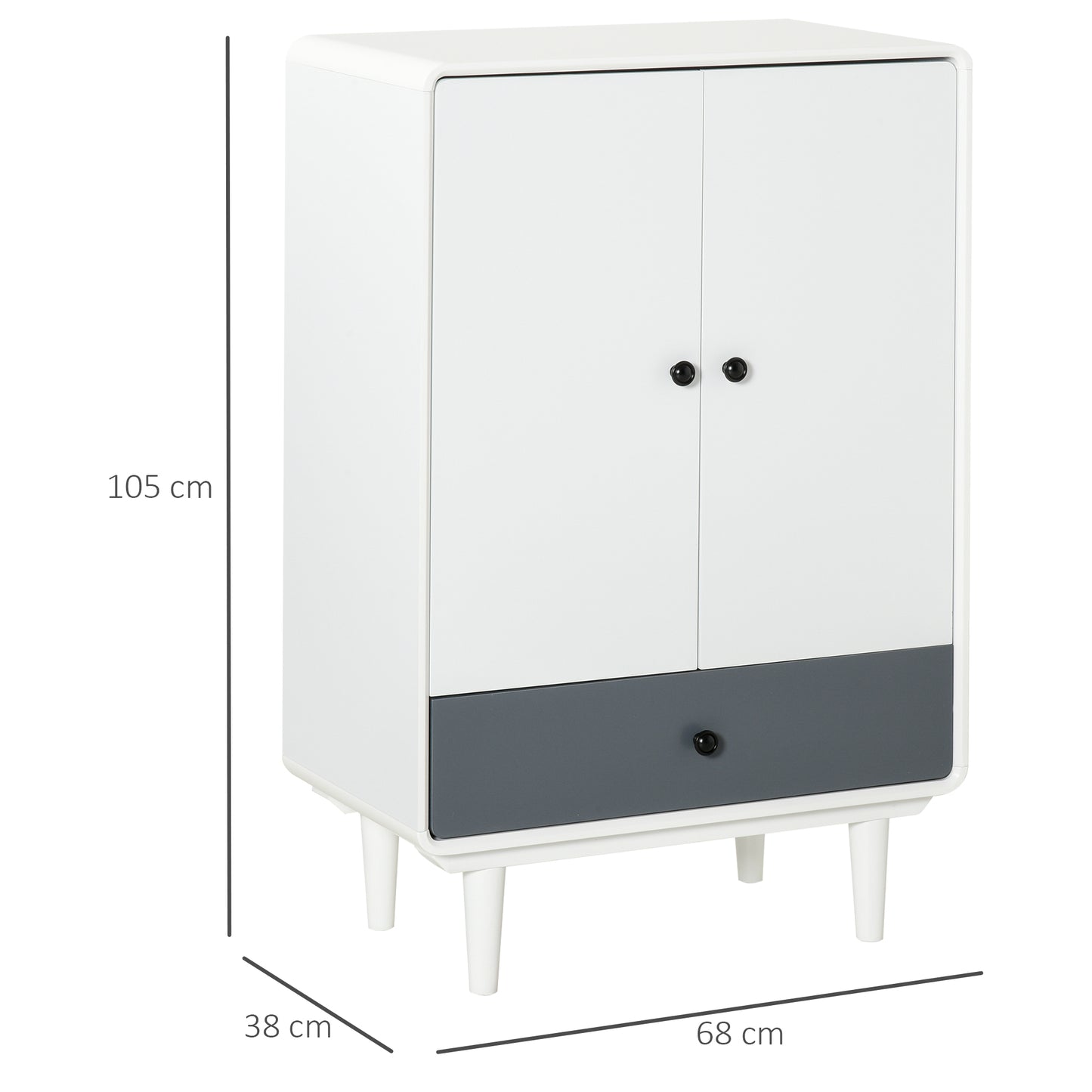 HOMCOM Modern Cabinet, Bedside Table, Storage Organizer, with Doors and Drawer for Bedroom & Living Room