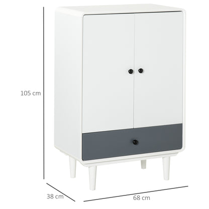 HOMCOM Modern Cabinet, Bedside Table, Storage Organizer, with Doors and Drawer for Bedroom & Living Room