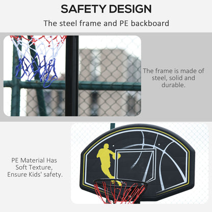 HOMCOM Fully Adjustable Free Standing Portable Basketball Stand Garage Net Hoop Backboard Outdoor Adult Senior Sports Fun Games w/ Wheels