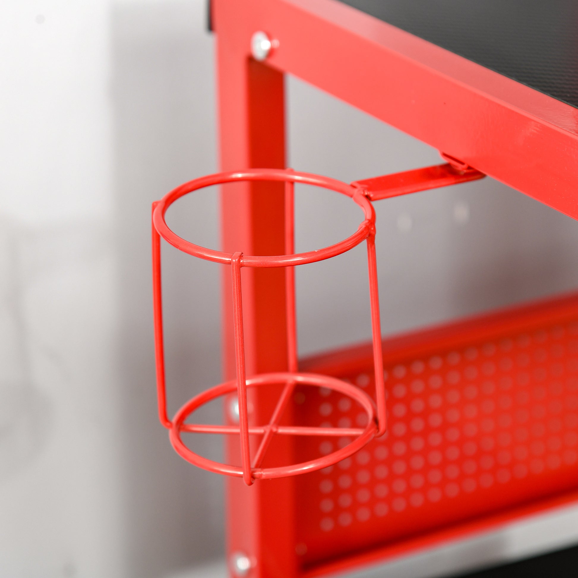 HOMCOM Gaming Desk L-Shaped Corner Computer Table for Home Office PC Workstations with Adjustable Monitor Stand , Red