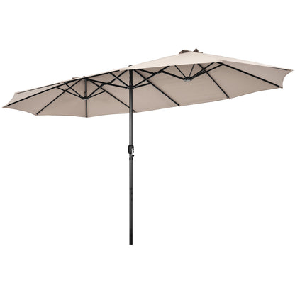 460cm Double-Sided Patio Umbrella with Hand-Crank System and Air Vents-Beige