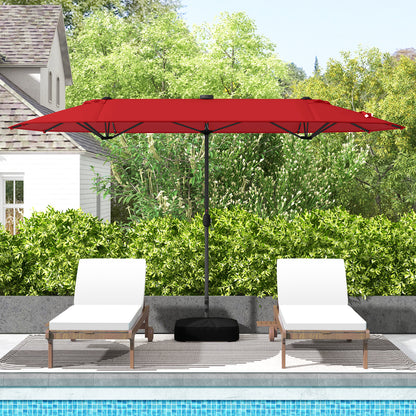 400cm Double-sided Patio Umbrella with Solar Lights-Wine
