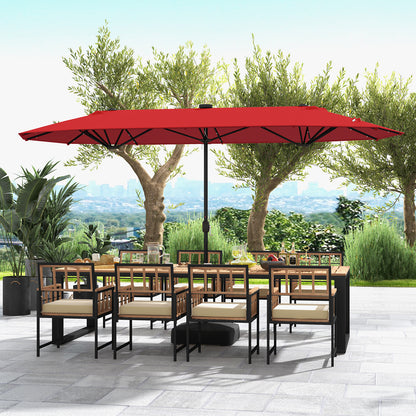 400cm Double-sided Patio Umbrella with Solar Lights-Wine