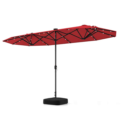 400cm Double-sided Patio Umbrella with Solar Lights-Wine