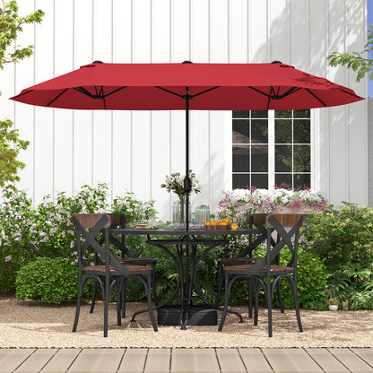 4m Double-sided Patio Umbrella with Crank Handle for Garden Pool Backyard-Wine