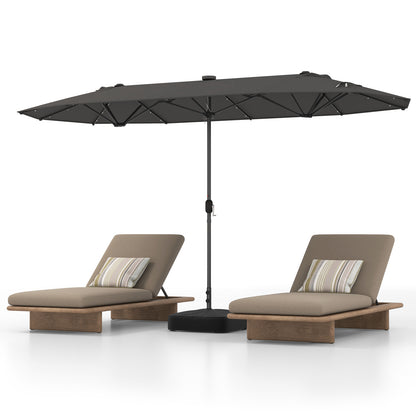 400cm Double-sided Patio Umbrella with Solar Lights-Grey
