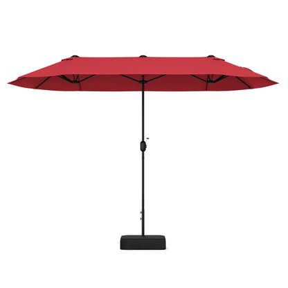 4m Double-sided Patio Umbrella with Crank Handle for Garden Pool Backyard-Wine