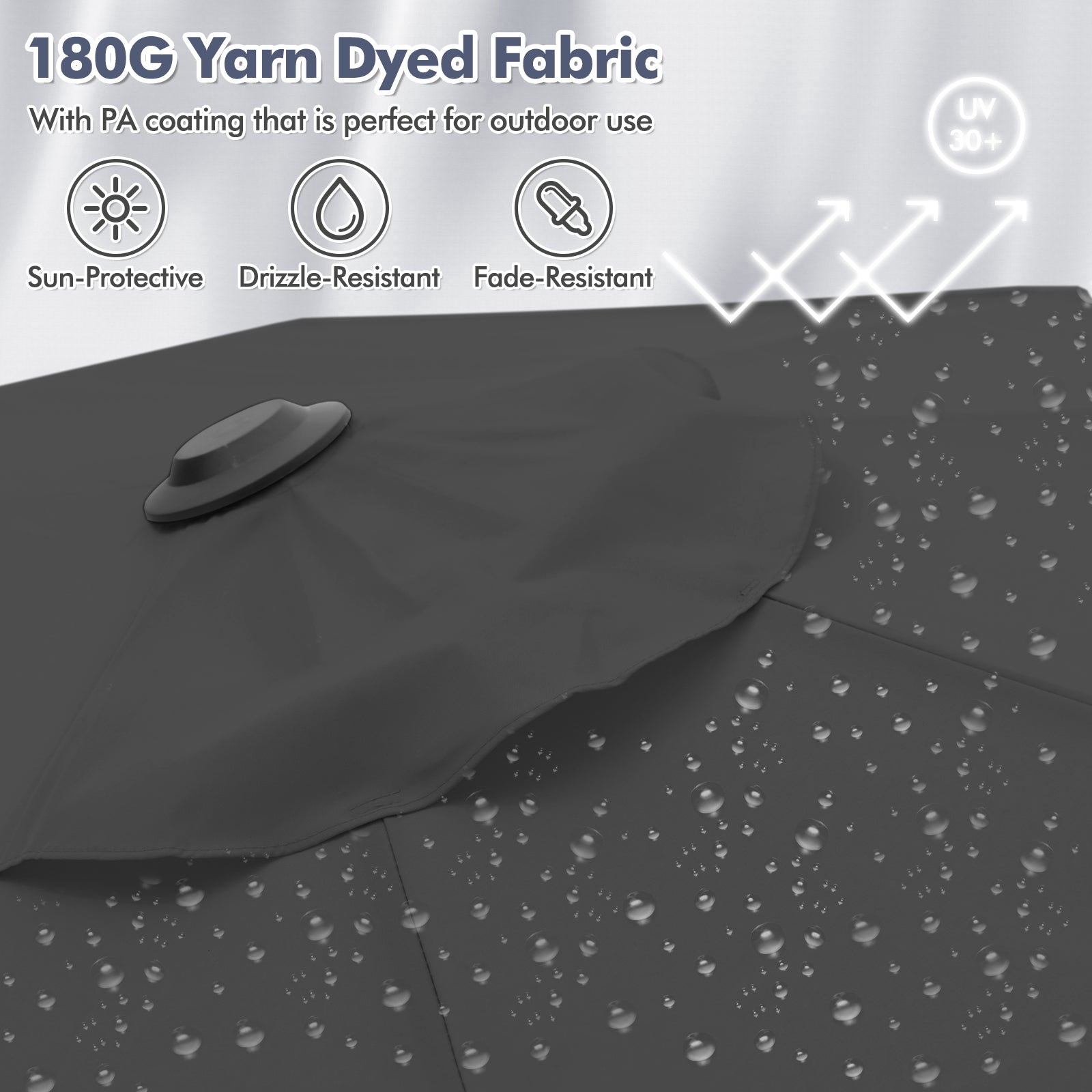 400cm Double-sided Patio Umbrella with Solar Lights-Grey