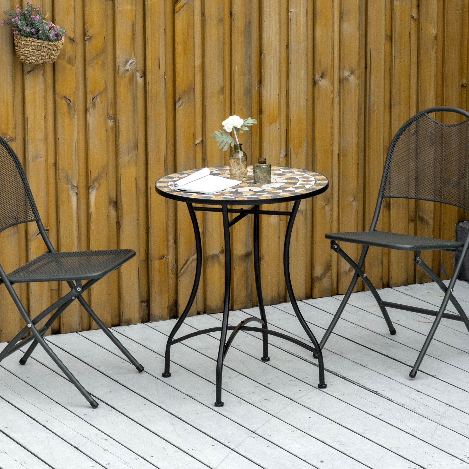 Outsunny ?60cm Mosaic Outdoor Patio Table - Grey