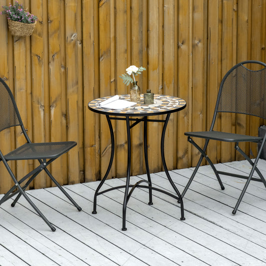 Outsunny ?60cm Mosaic Outdoor Patio Table - Grey