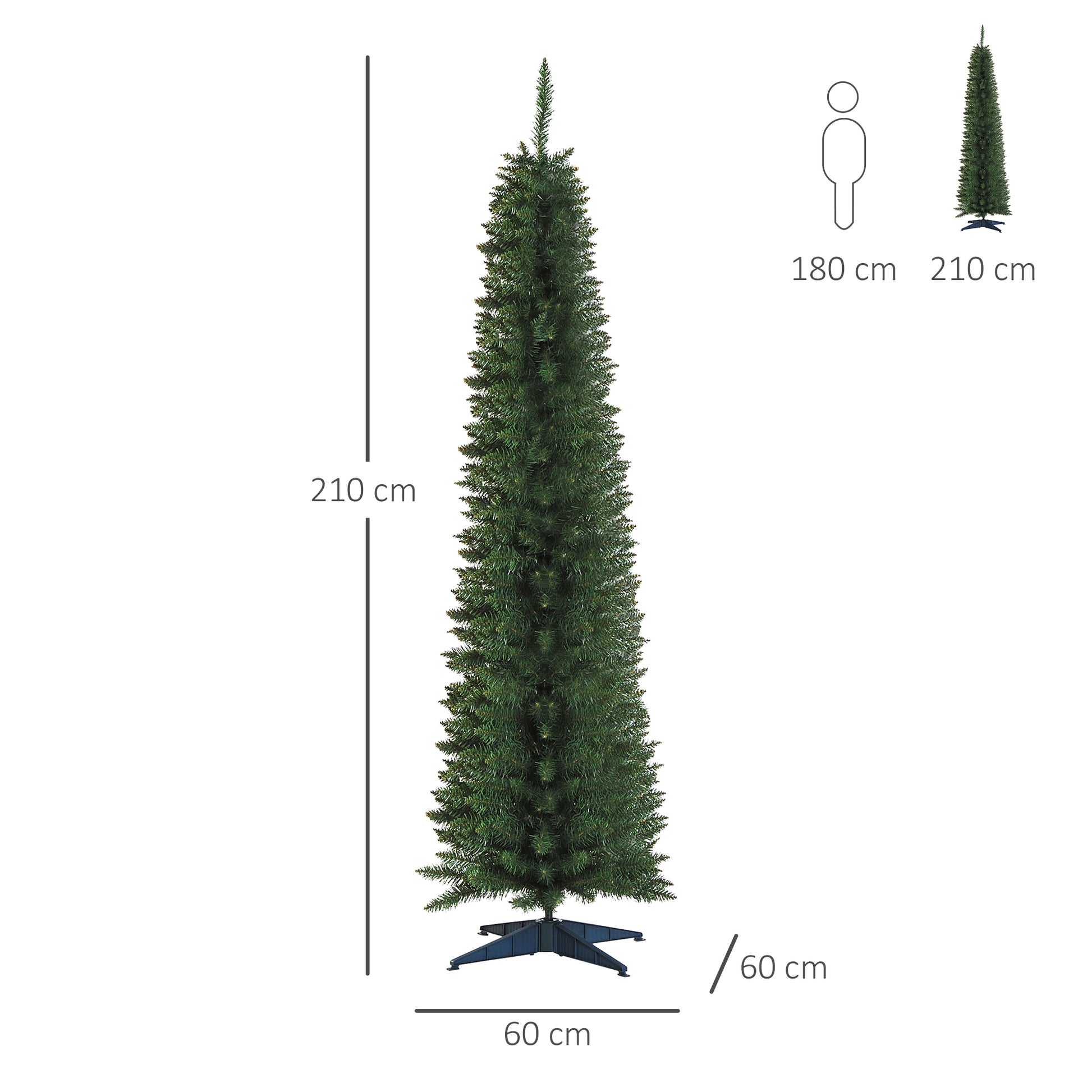 HOMCOM 2.1m Artificial Christmas Tree Pine Tree W/Plastic Stand-Green