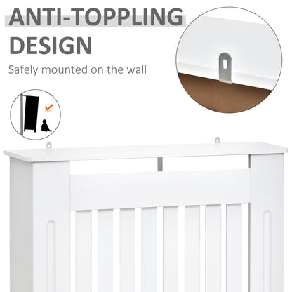 HOMCOM MDF Radiator Cover Wooden Cabinet Shelving Home Office Vertical Slattted Vent White 78L x 19W x 81H