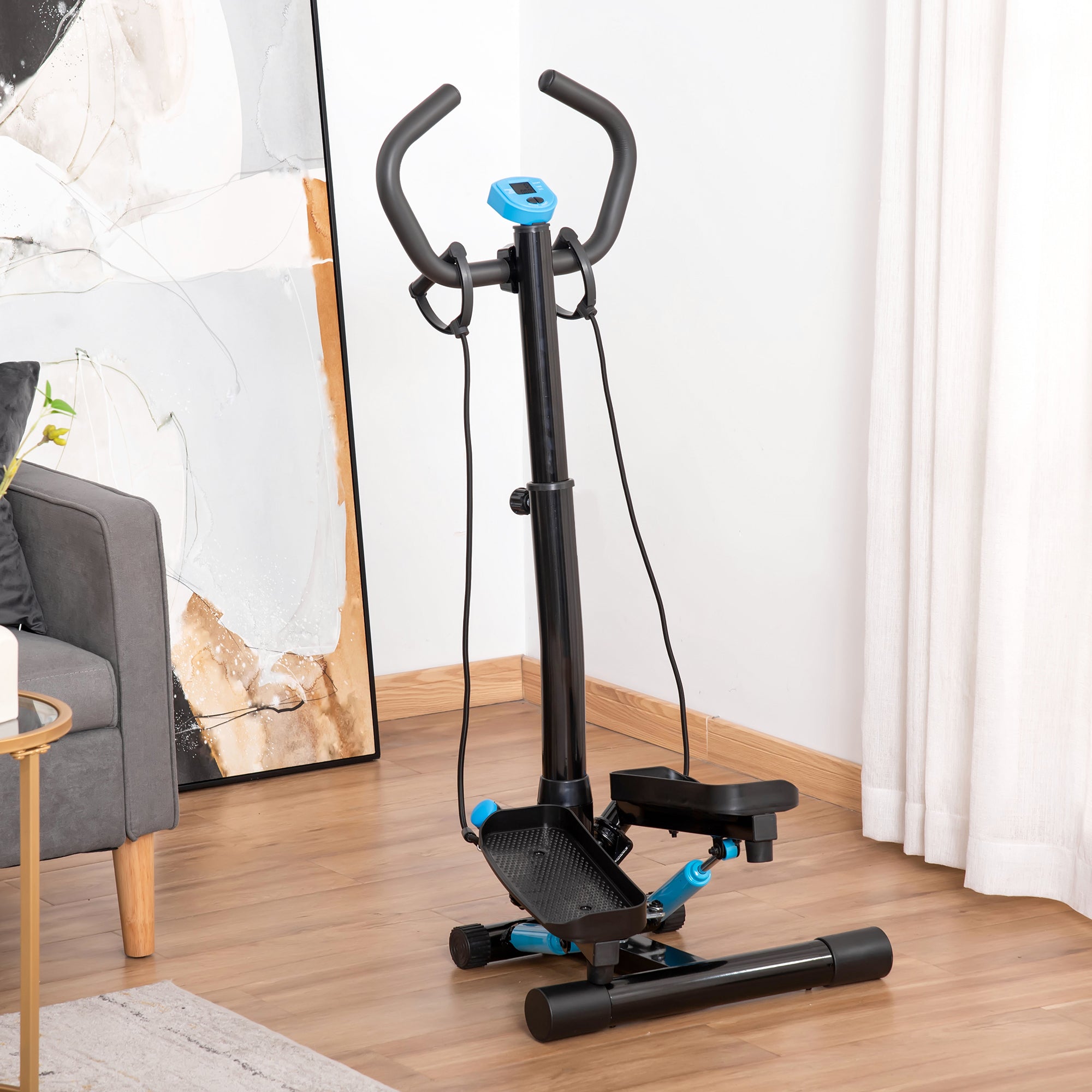 HOMCOM Adjustable Twist Stepper Fitness Step Machine, LCD Screen, Heig ...