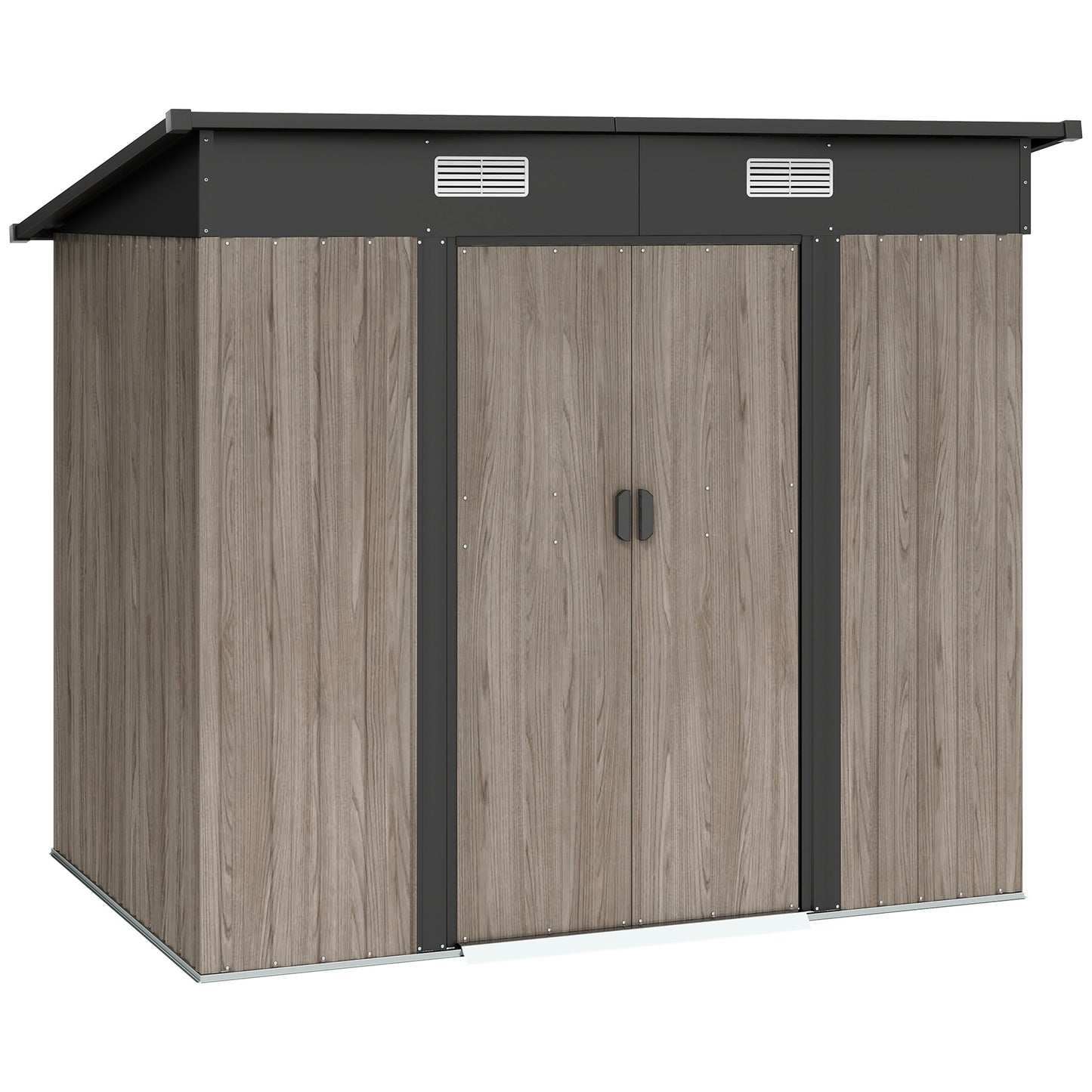 Outsunny 4 x 7ft Metal Shed - Grey Wood-Effect