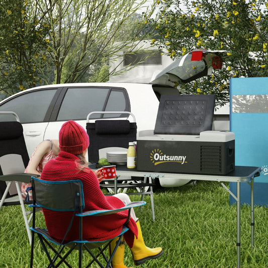 Outsunny 16L Portable Car Fridge, -20? to 10? Adjustable Temperature - Black/Grey