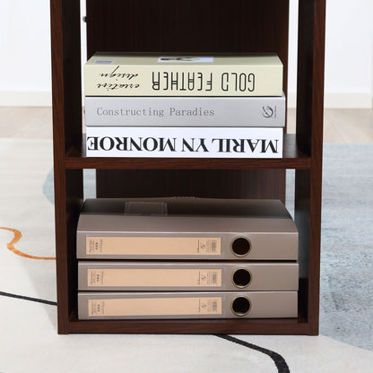 HOMCOM 120cm Computer Desk with Storage Shelves Drawers, Writing Table Study Workstation for Home Office, Walnut Brown