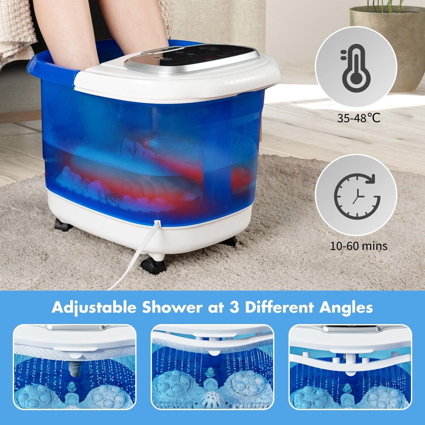 Portable Electric Foot Massage with Heating Function and Timer-Transparent