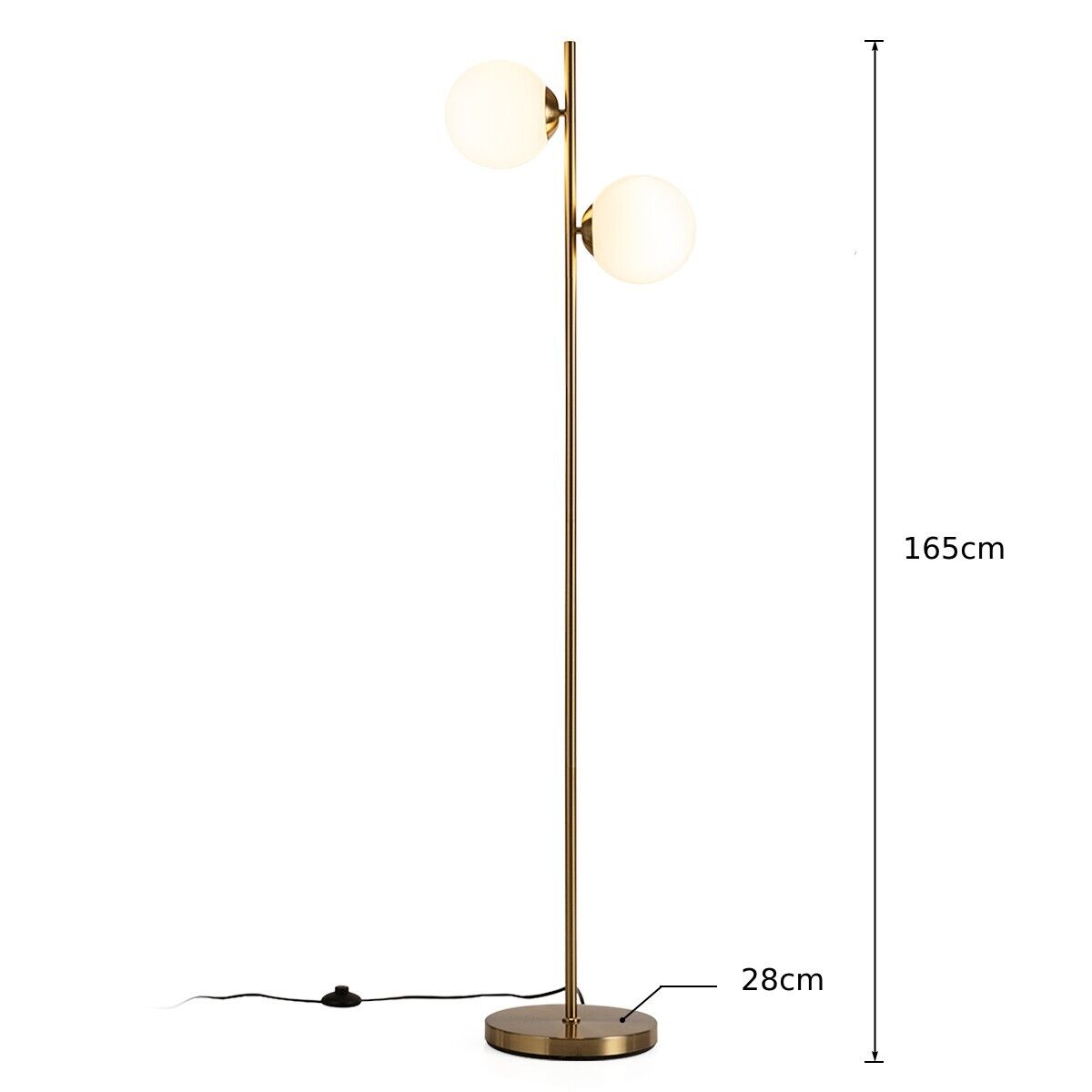 Modern Freestanding 2 Heads Globe Floor Lamp with Foot Switch-Golden