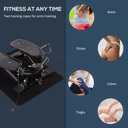 HOMCOM Mini Stepper Exercise Stepper Machine Legs Arms Thigh Toner Toning Machine Workout Training Fitness Stair Steps New Black