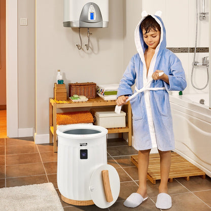 Luxury Bucket Towel Warmer with LED Display Timer and Handle-White