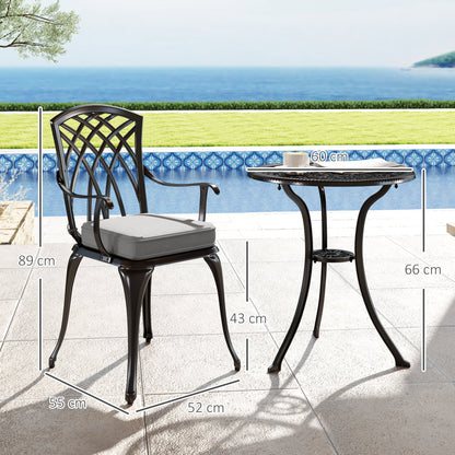 Outsunny Three-Piece Cast Aluminium Bistro Set - Black