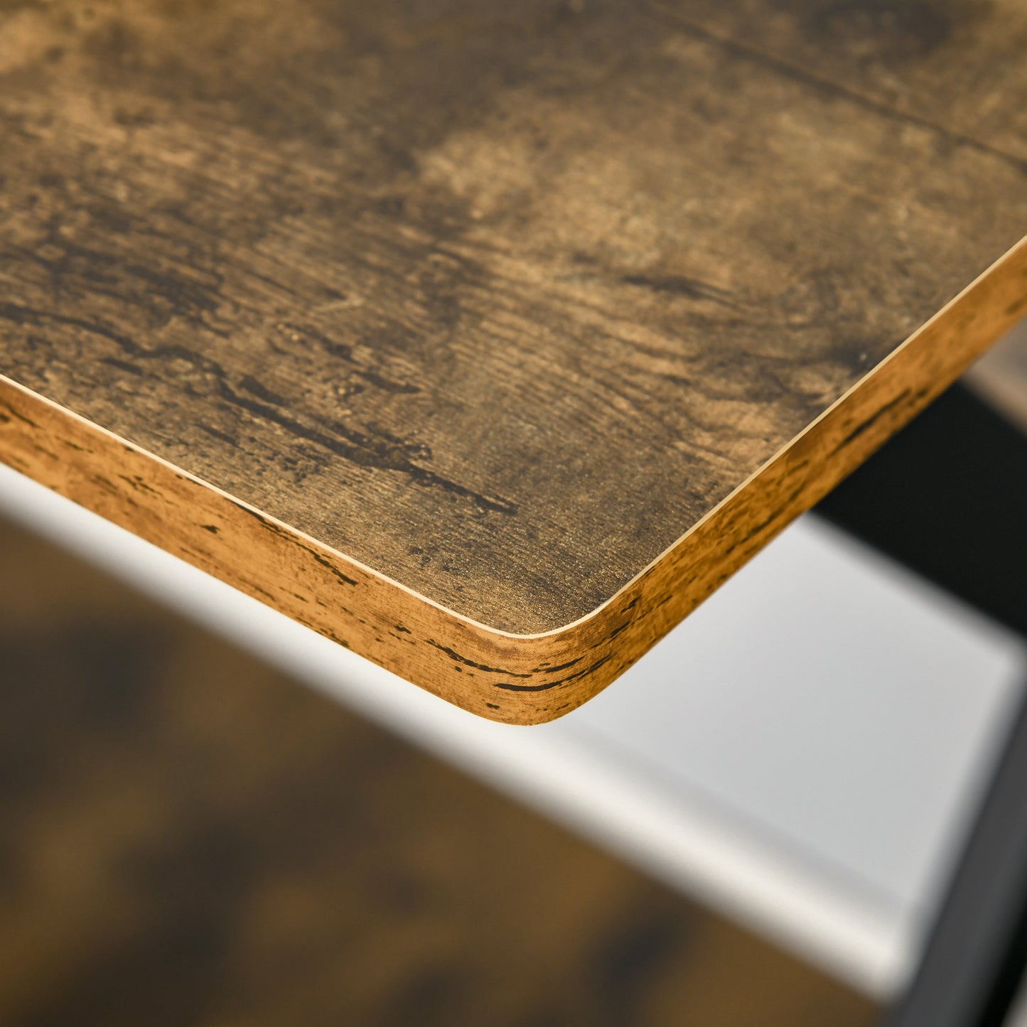 HOMCOM Compact Small Computer PC Table, R Shape Desk with Monitor Shelf and Storage for Home Office, Gaming, Study,100cm, Brown