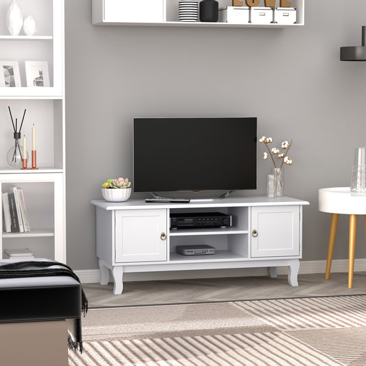 HOMCOM TV Stand Unit Corner Table, MDF-Ivory White 